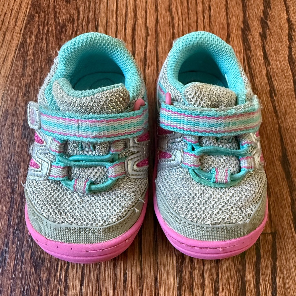 Silver & Pink Baby Girl Walking Shoes - Size 3
